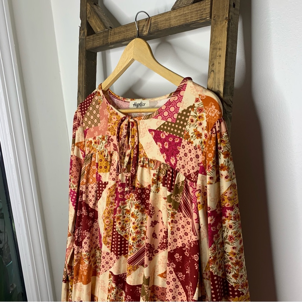 Haptics Patchwork Fall Blouse - Picture 5 of 6